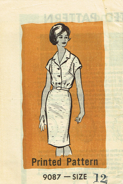 1950s Vintage Marian Martin Sewing Pattern 9087 Uncut Misses Slender Dress 32 B
