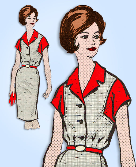 1950s Vintage Marian Martin Sewing Pattern 9087 Uncut Misses Slender Dress 32 B