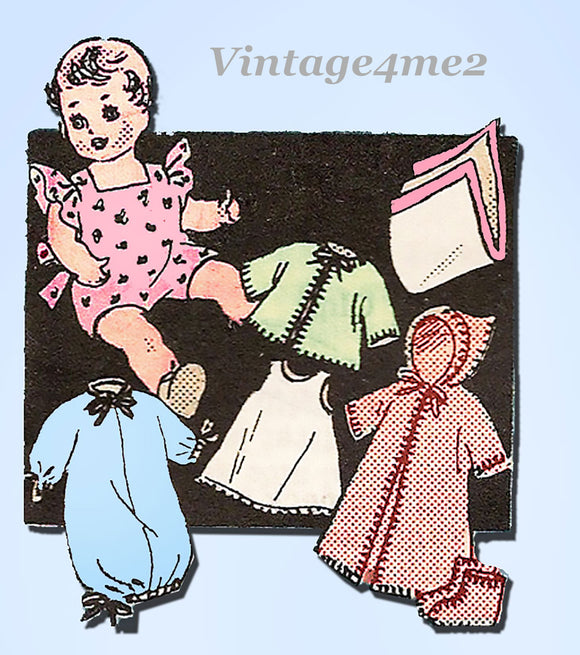 1950s Vintage Marian Martin Sewing Pattern 9099 18 inch Baby Doll Clothes ORIG