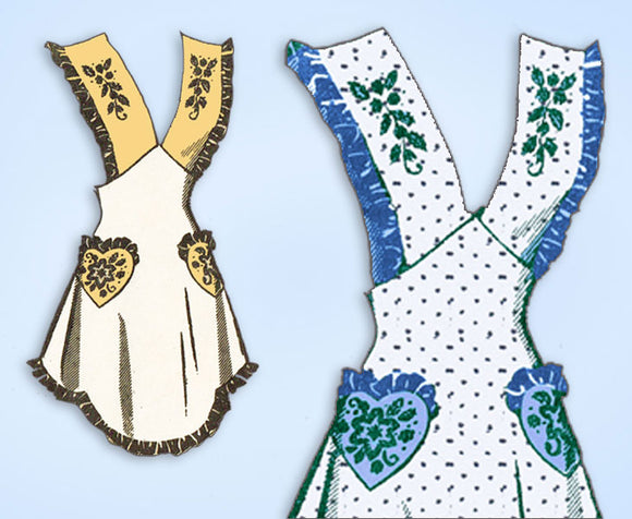 1940s Vintage Mail Order Sewing Pattern 9111 Misses One Yard Apron Sz 36 to 38 Bust
