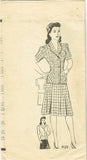 1940s Original Vintage Marian Martin Pattern 9129 Uncut Misses WWII Suit Sz 34 B