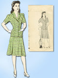 1940s Original Vintage Marian Martin Pattern 9129 Uncut Misses WWII Suit Sz 34 B