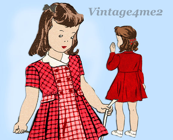Marian Martin 9146: 1940s WWII Little Girls Dress Size 10 Vintage Sewing Pattern - Vintage4me2