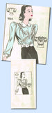 1940s Vintage Marian Martin Sewing Pattern 9164 Misses WWII Pretty Blouse Sz 30B - Vintage4me2