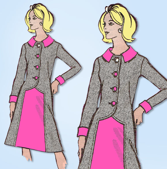 1960s Original Vintage Marian Martin Pattern 9166 Misses Slimming Dress Sz 37 B