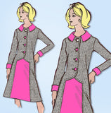 1960s Original Vintage Marian Martin Pattern 9166 Misses Slimming Dress Sz 37 B
