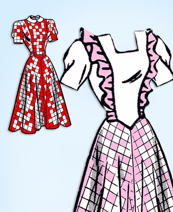 1940s Original Vintage Marian Martin Pattern 9190 Misses Pinafore Dress Sz 34 B