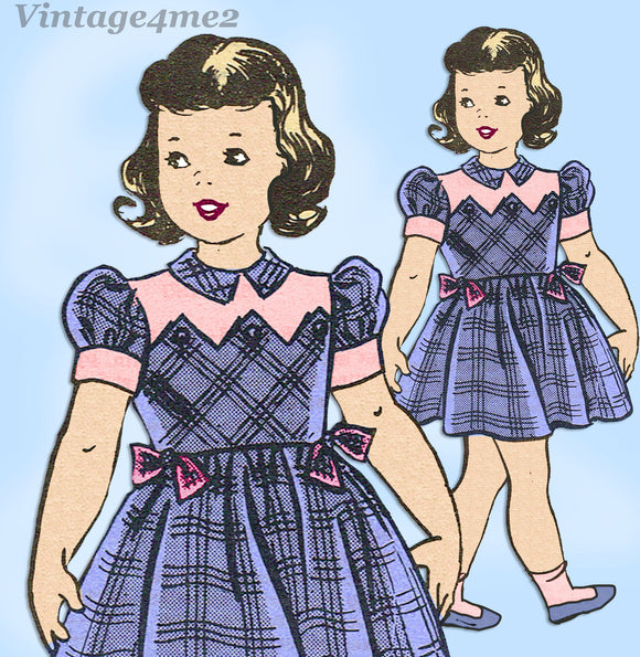 Marian Martin 9169: 1940s Toddler Girls ZigZag Dress Sz 6 Vintage Sewing Pattern - Vintage4me2