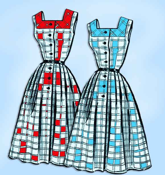 1950s Vintage Marian Martin Sewing Pattern 9205 Misses Sun Dress Size 34 Bust