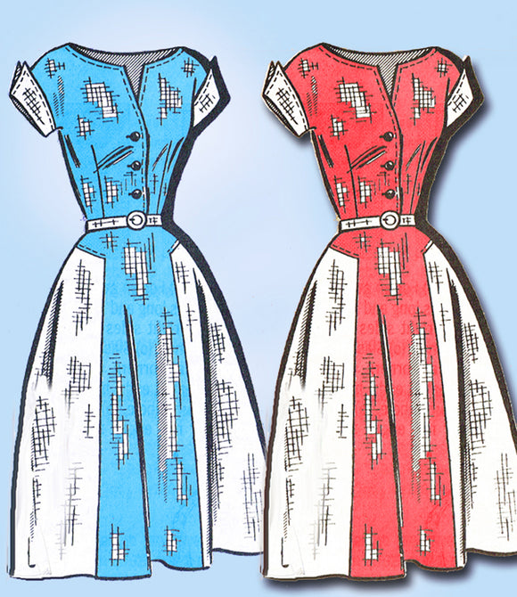 1950s Vintage Marian Martin Sewing Pattern 9213 Misses Street Dress Size 14 34B