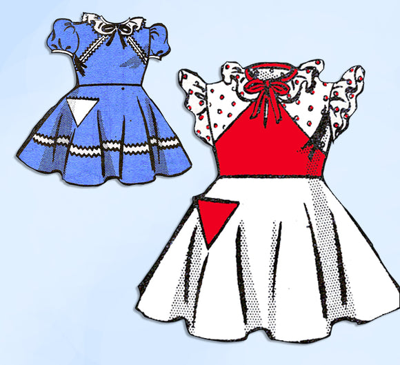 1940s Vintage Marian Martin Sewing Pattern 9220 Cute Uncut Little Girls Dress 10