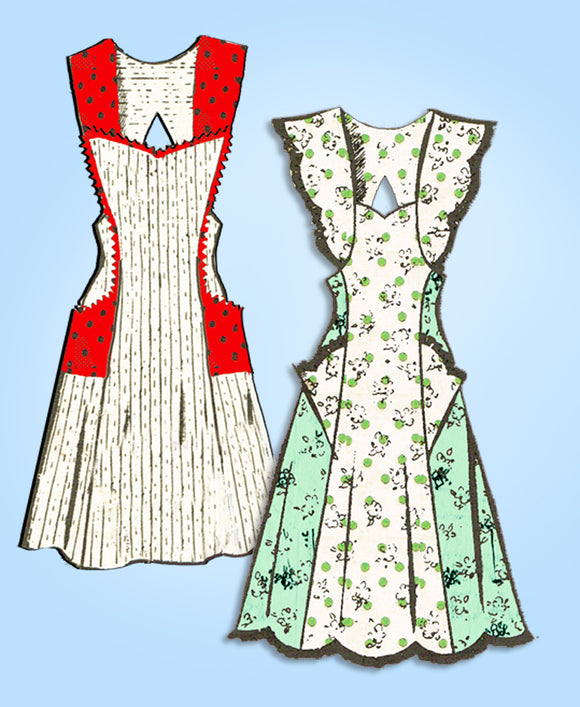 1940s Vintage Marian Martin Sewing Pattern 9261 Misses Scalloped Apron 36 38 B