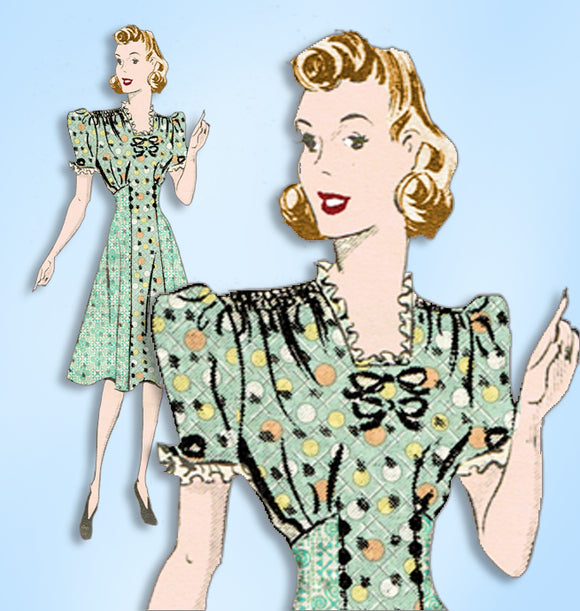 1930s Vintage Marian Martin Sewing Pattern 9271 Uncut Misses Dress Size 38 Bust