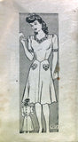Marian Martin 9273: 1940s Misses WWII Sweetheart Dress 34B Vintage Sewing Pattern