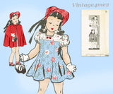 Marian Martin 9274: 1940s Toddler Girls Dress & Cape Sz 2 Vintage Sewing Pattern
