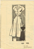 1950s Vintage Marian Martin Sewing Pattern 9329 Misses Dress w Cap Sleeves 34 B - Vintage4me2