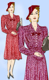 1930s Vintage Marian Martin Sewing Pattern 9330 Misses Street Dress Sz 18 36B FF - Vintage4me2