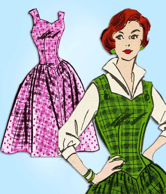 1950s Vintage Marian Martin Sewing Pattern 9338 Uncut Misses Sun Dress Size 33 B
