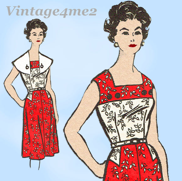 Marian Martin 9342: 1960s Charming Misses Sun Dress Sz 37 B Vintage Sewing Pattern