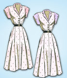 1940s Vintage Marian Martin Sewing Pattern 9345 Misses Shirtwaist Dress Sz 34 B