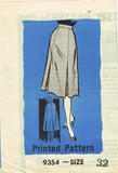 1950s Vintage Marian Martin Sewing Pattern 9354 Plus Size Women's Skirt 32 Waist