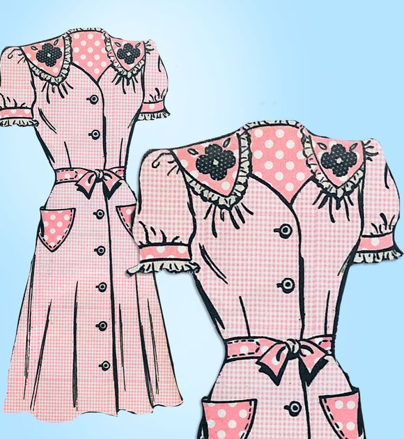 Marian Martin 9357: 1940s Misses Uncut WWII Dress Sz 34 B Vintage Sewing Pattern - Vintage4me2