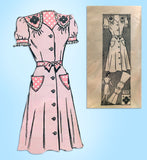 Marian Martin 9357: 1940s Misses Uncut WWII Dress Sz 34 B Vintage Sewing Pattern - Vintage4me2