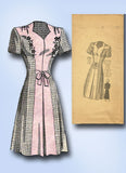 1940s Original Vintage Mail Order Pattern 9381 Uncut WWII Misses Swing Dress 32B