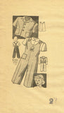 1940s Original Vintage Marian Martin Pattern 9391 Toddler Girls Overalls & Hat Sz 2