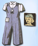 1940s Original Vintage Marian Martin Pattern 9391 Toddler Girls Overalls & Hat Sz 2