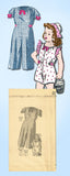 1940s Vintage Marian Martin Pattern 9410 Toddler Girls Romper Coveralls Hat Sz 6 - Vintage4me2