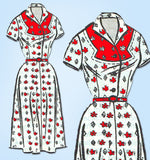 1950s Vintage Marian Martin Sewing Pattern 9415 Misses Shirtwaist Dress Size 37B