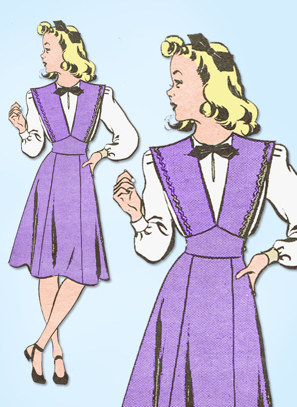 1940s Original Vintage Marian Martin Pattern 9453 Misses WWII Jumper & Blouse 18