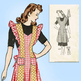 1940s Vintage Marian Martin Sewing Pattern 9474 Misses Pinafore Apron Size 34 B