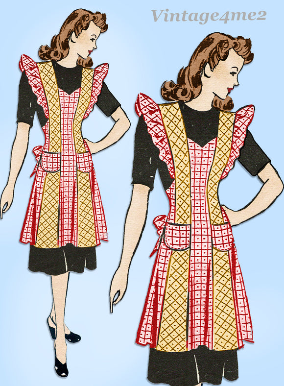 1940s Vintage Marian Martin Sewing Pattern 9474 Misses Pinafore Apron Size 34 B