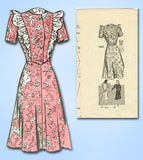1940s Vintage Marian Martin Sewing Pattern 9540 Misses Flirty WWII Dress Sz 14 - Vintage4me2