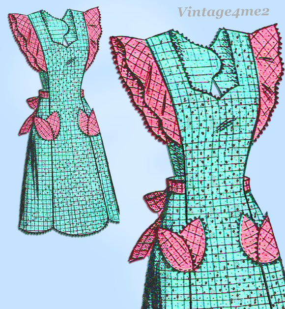Marian Martin 9548: 1940s Misses Pinafore Apron Sz MED Vintage Sewing Pattern