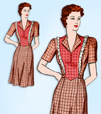1940s Vintage Marian Martin Sewing Pattern 9566 WWII Plus Size Dress Sz 42 Bust