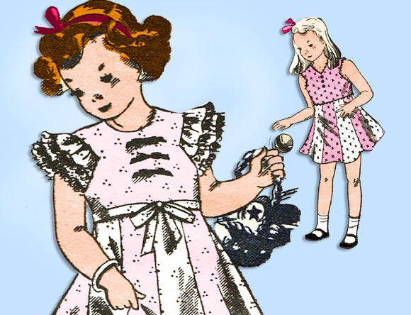 Marian Martin 9669: 1940s Little Girls Dress & Slip Sz 8 Vintage Sewing Pattern - Vintage4me2