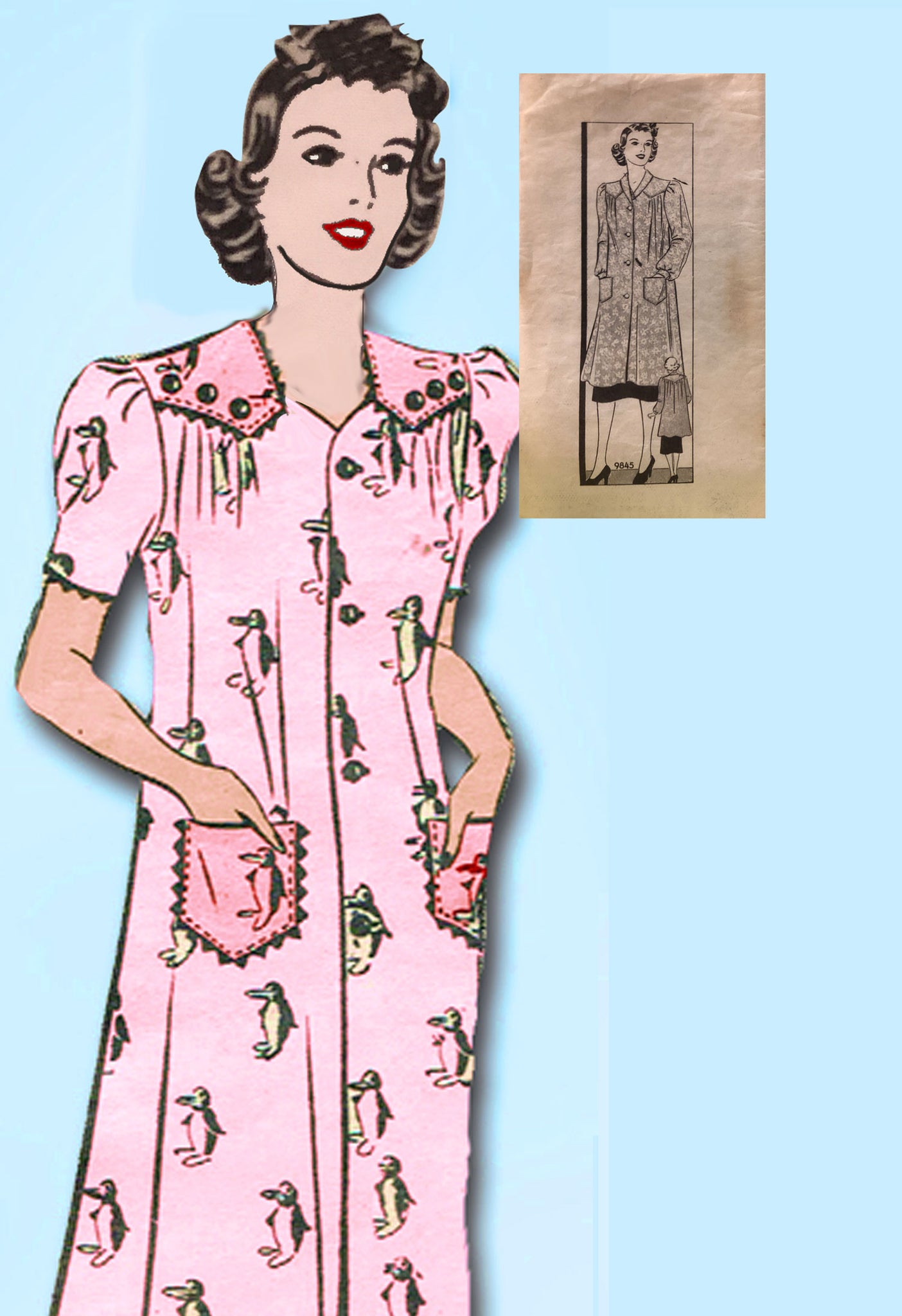 Marian Martin 9845: 1930s Misses Smock Sz Med Vintage Sewing Pattern ...