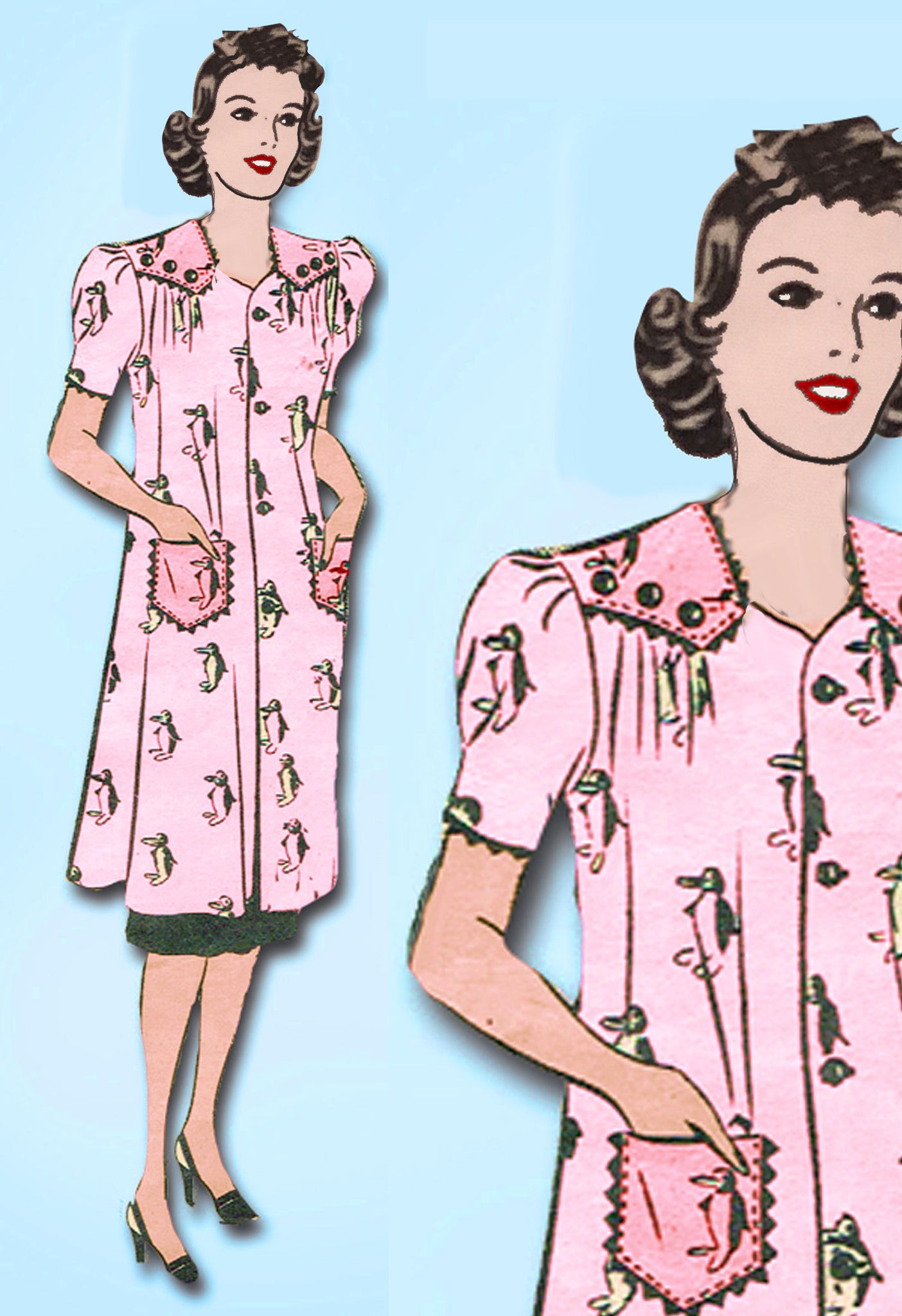 Marian Martin 9845: 1930s Misses Smock Sz Med Vintage Sewing Pattern ...