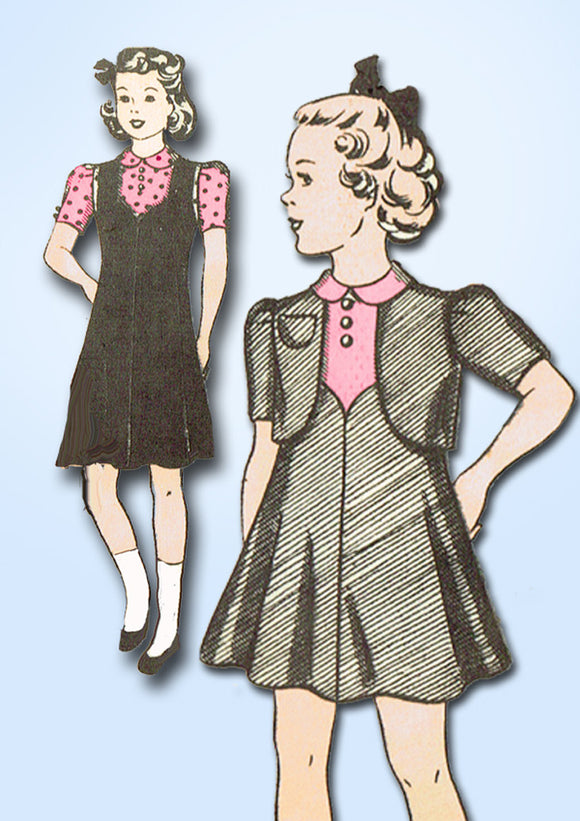 1940s Vintage Marian Martin Sewing Pattern 9857 WWII Toddler Girls Suit Size 6 - Vintage4me2