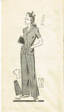 1940s Vintage Marian Martin Sewing Pattern 9968 Misses WWII Pantsuit w Trousers