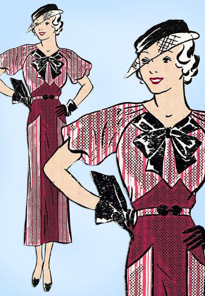 Anne Adams 1626: 1930s Misses Afternoon Dress Sz 32 Bust Vintage Sewing Pattern - Vintage4me2