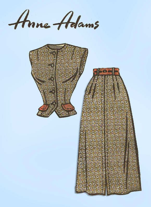 Anne Adams 4508: 1950s Misses Skirt & Weskit Sz 32 B Vintage Sewing Pattern - Vintage4me2