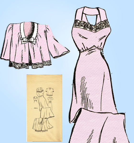 Anne Adams 4616: 1940s Misses Bias Cut Nightgown Sz 30 B Vintage Sewing Pattern -Vintage4me2