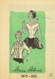 1950s Original Vintage Anne Adams Pattern 4675 Misses Embroidered Blouse Set 30B