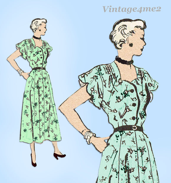 1940s Vintage Anne Adams Pattern 4759 Stunning Misses Dress Sz 36 Bust