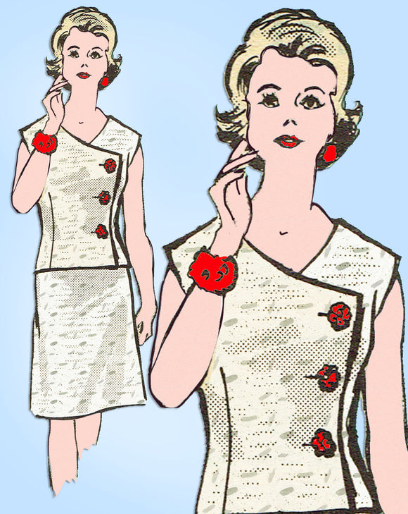 Anne Adams 4969: 1960s Plus Size 2 Piece Dress 40 Bust Vintage Sewing Pattern - Vintage4me2