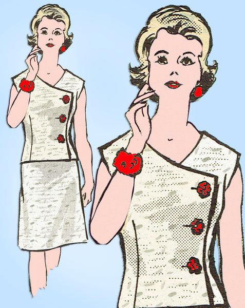 Anne Adams 4969: 1960s Plus Size 2 Piece Dress 40 Bust Vintage Sewing Pattern - Vintage4me2